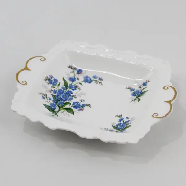 Royal Albert Forget Me Not Bone China Square Candy BonBon Dish With Handles