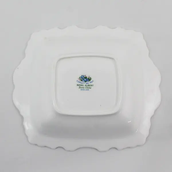 Royal Albert Forget Me Not Bone China Square Candy BonBon Dish With Handles