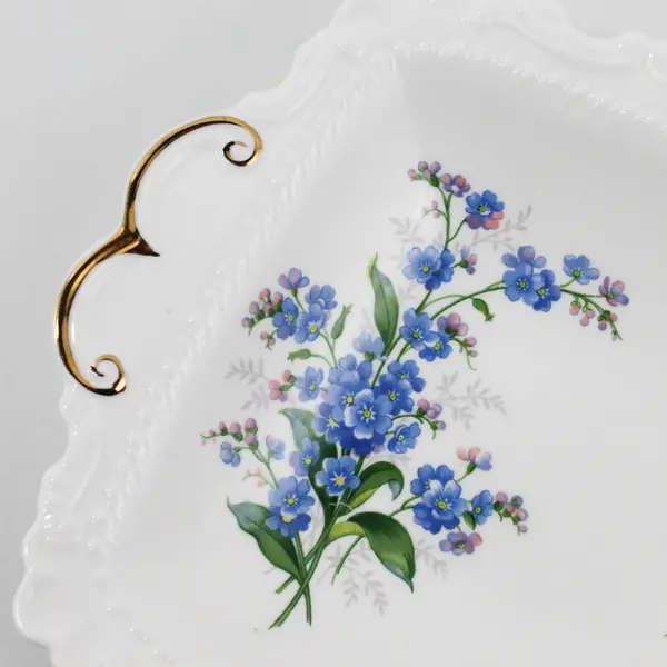 Royal Albert Forget Me Not Bone China Square Candy BonBon Dish With Handles