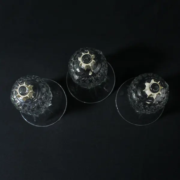 Home Interiors Crystal Peg Votive Candle Holders Set of 3 Diamond Palm 5.25"