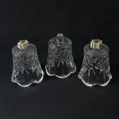  3 Homco Crystal Peg Candle Holders Diamond Palm Pattern With Scalloped Rim