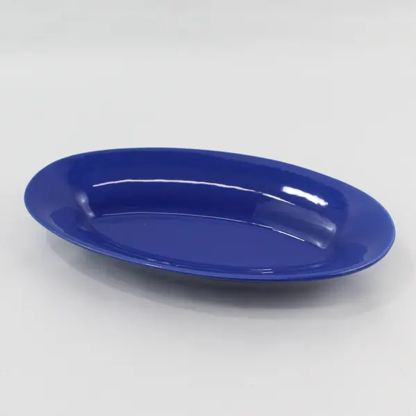 Blue Oval Ceramic Bread Or Serving Bowl 13"