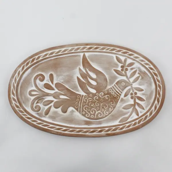 Korissa Terracotta Dove With Olive Branch Bread Warming Stone 11 Inches Long