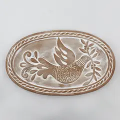 Korissa Terracotta Dove With Olive Branch Bread Warming Stone 11 Inches Long