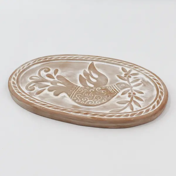 Korissa Terracotta Dove With Olive Branch Bread Warming Stone 11 Inches Long