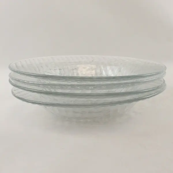 Lot of 4 Clear Glass Bowls Textured Basketweave Pattern