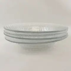 Lot of 4 Clear Glass Bowls Textured Basketweave Pattern