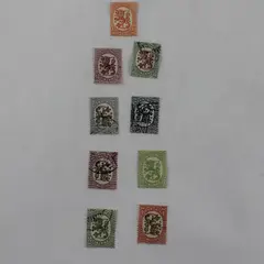 Lot Of 9 Finland 1917-1930 Coat Of Arms Stamps Used