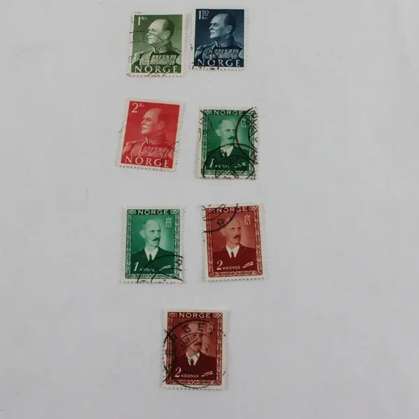 Lot Of 7 Norway Royalty Stamps 1950s-1960s Used