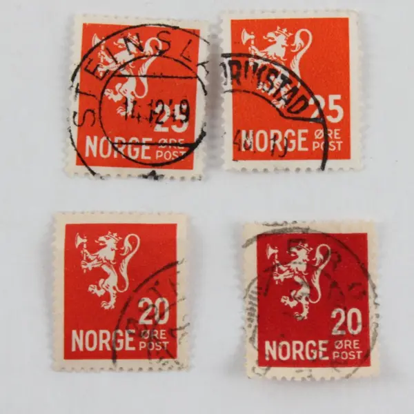 Lot Of 10 Norway Royal Lion Coat Of Arms Stamps Used Canceled 