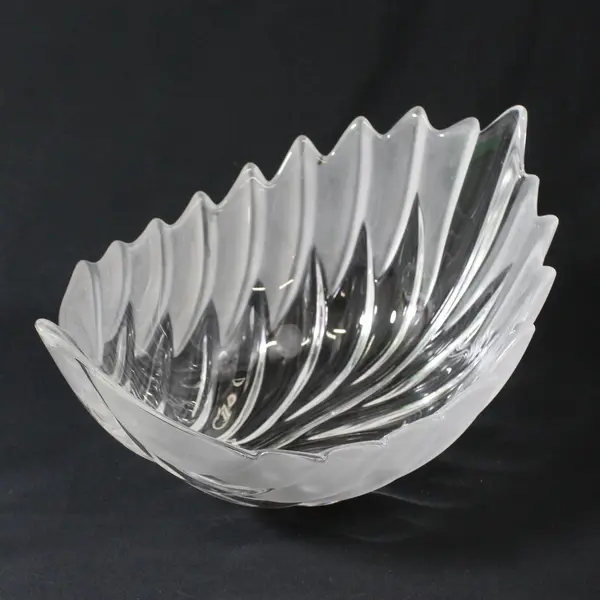 Walther Glas Clear Frosted Leaf Shaped Serving Bowl From Germany