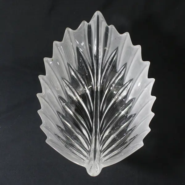 Walther Glas Clear Frosted Leaf Shaped Serving Bowl From Germany