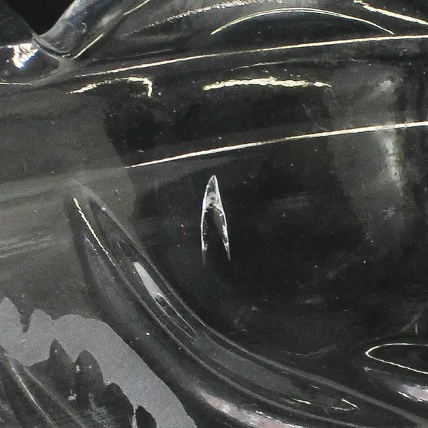 Clear Crystal Footed Bowl Scalloped Rim Etched Roses 8.25"