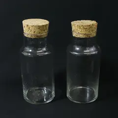 Lot of 2 Clear Glass Jars With Cork Lids 8.5" Tall