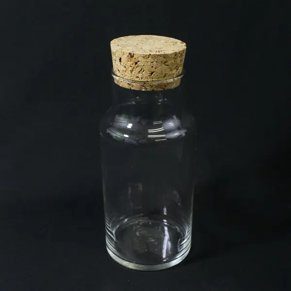 Lot of 2 Clear Glass Jars With Cork Lids 8.5" Tall