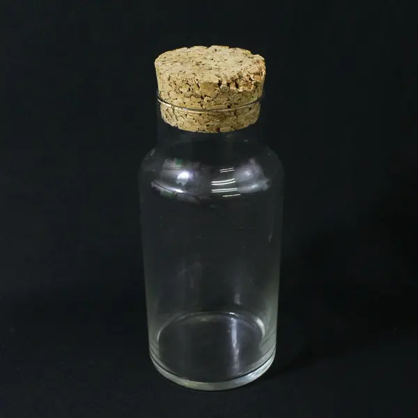 Lot of 2 Clear Glass Jars With Cork Lids 8.5" Tall