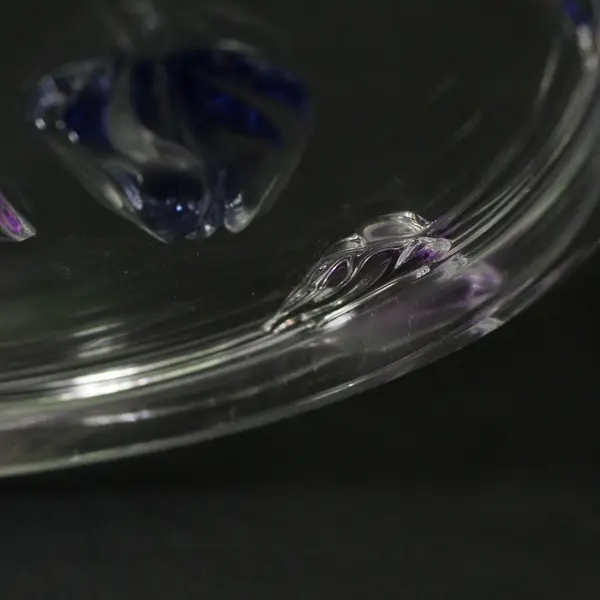 Mikasa Tivoli Crystal Footed Cake Plate Blue Purple Tulips 14in