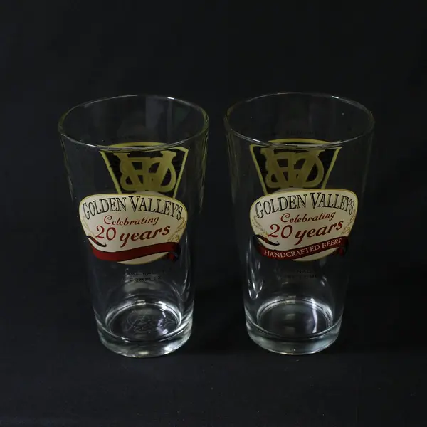 Lot of 2 Golden Valley Brewery 20th Anniversary Beer Glasses 
