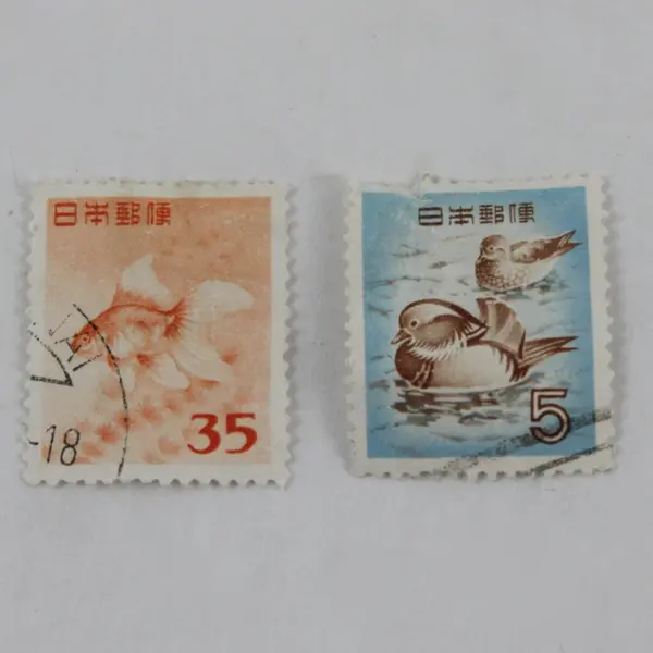 Lot of 10 Japan Used Postage Stamps Fish Birds Wildlife