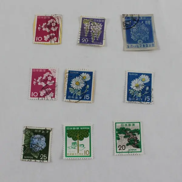 Lot Of 9 Japan Trees Flowers Stamps 1940s-1970s Used