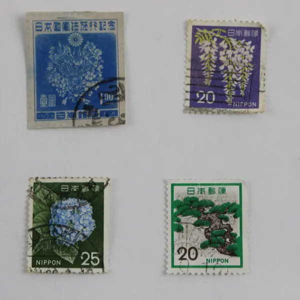 Lot Of 9 Japan Trees Flowers Stamps 1940s-1970s Used