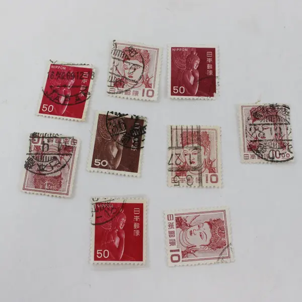 Lot Of 9 Japan Temple Art 1950s-1960s Stamps Used