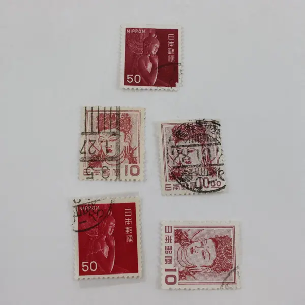 Lot Of 9 Japan Temple Art 1950s-1960s Stamps Used