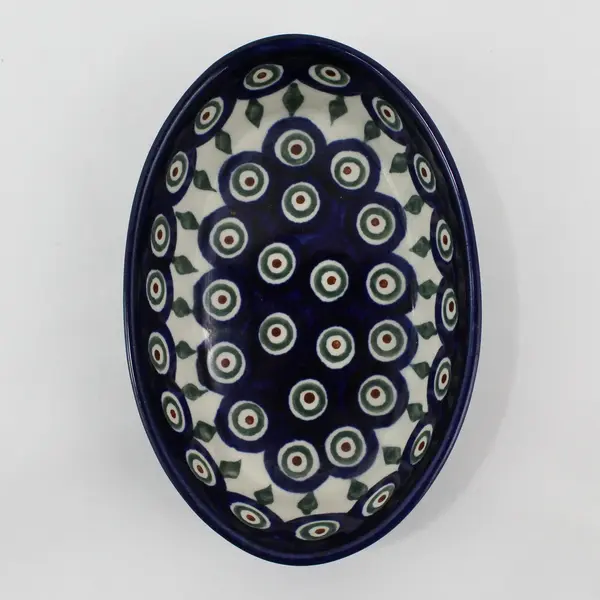 Boleslawiec Small Oval Bowl Peacock Pattern