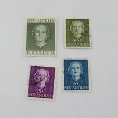 Lot Of Netherlands Antilles Queen Juliana Stamps 1950s Used
