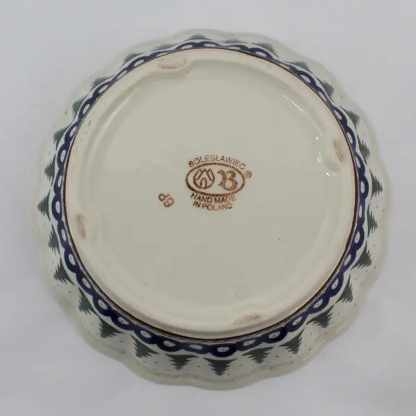 Boleslawiec Trees With Dot Snowflakes Serving Bowl 9.5"
