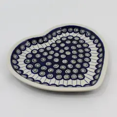 Boleslawiec Heart Shaped Platter or Plate 10.75" Circles And Lines
