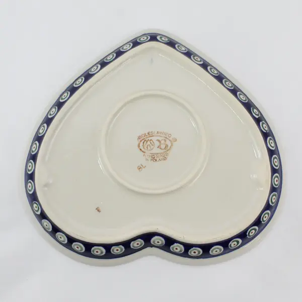Boleslawiec Heart Shaped Platter or Plate 10.75" Circles And Lines