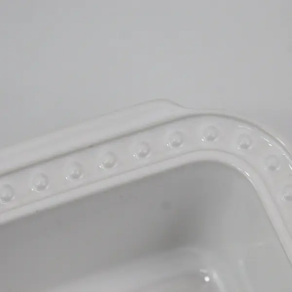 Fapor Delmar White Ceramic Beaded Rim Rectangular Baker 11.5" Portugal