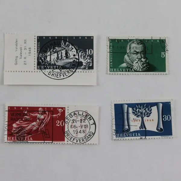Lot Of 4 Switzerland 100th Anniversary 1948 Stamps Used SC# 312-15