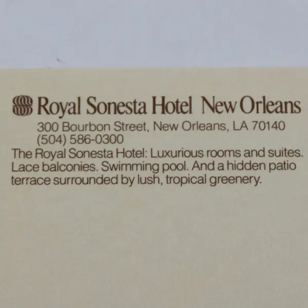Vintage Royal Sonesta Hotel New Orleans Louisiana Postcard