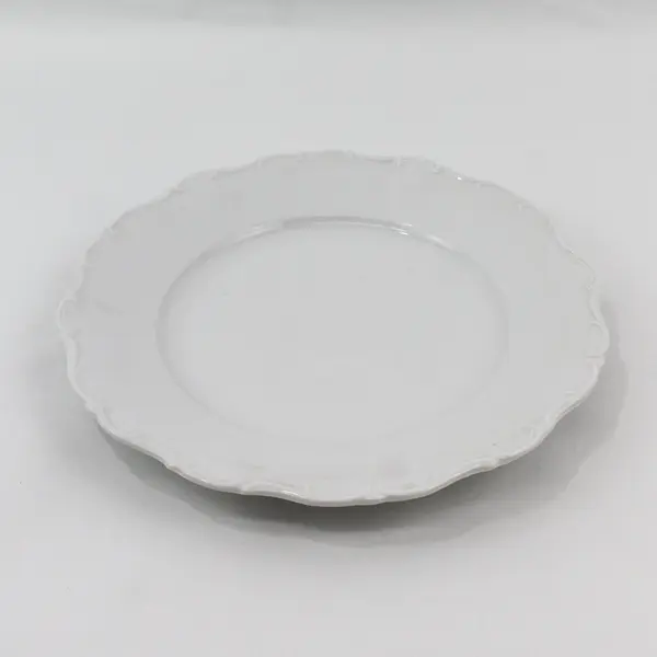 Seltmann Weiden Porcelain Dinner Plate Scrolled Border Scalloped Rim 10.5"