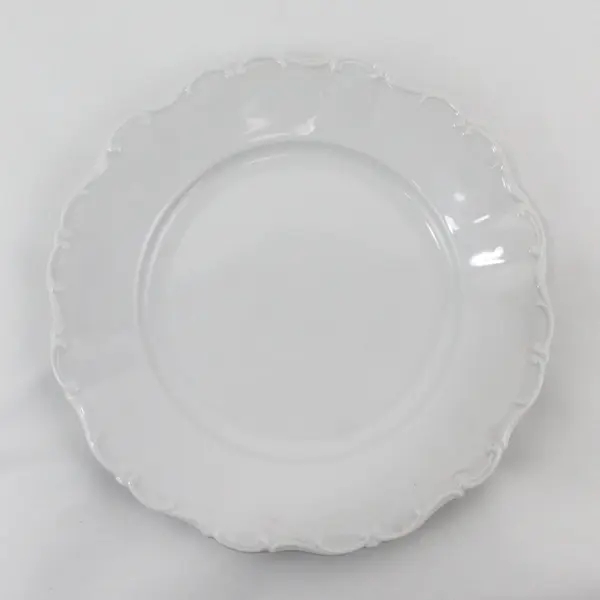 Seltmann Weiden Porcelain Dinner Plate Scrolled Border Scalloped Rim 10.5"
