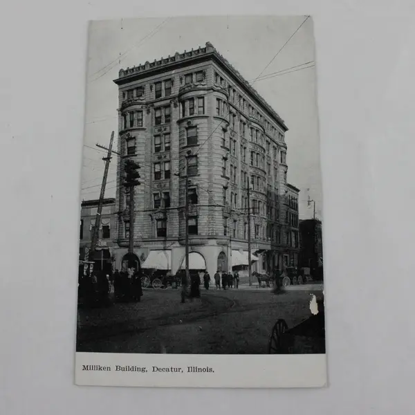Vintage Milliken Building Decatur Illinois Litho Postcard