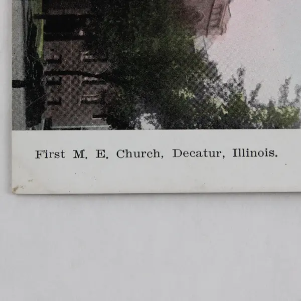 Vintage M.E. Church Decatur Illinois Litho Postcard