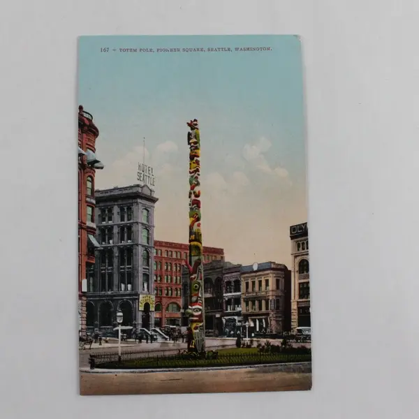 VTG Totem Pole Pioneer Square Seattle Washington Color Litho Postcard