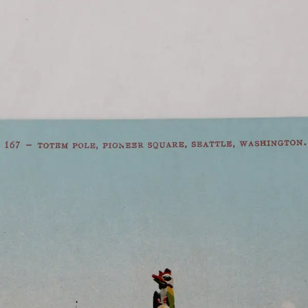 VTG Totem Pole Pioneer Square Seattle Washington Color Litho Postcard