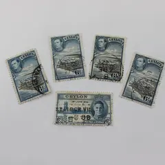 Lot of 5 Ceylon King George VI 6c Stamps Used