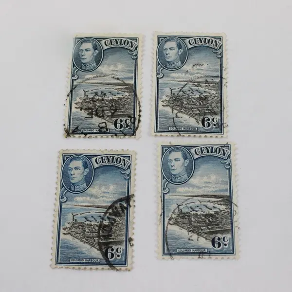 Lot of 5 Ceylon King George VI 6c Stamps Used