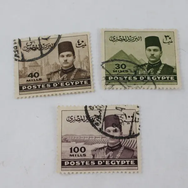 Lot Of 6 Egypt King Farouk Landmarks Stamps 1940s Used