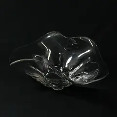 Crimped Sides Clear Glass Bowl 10.25" Long