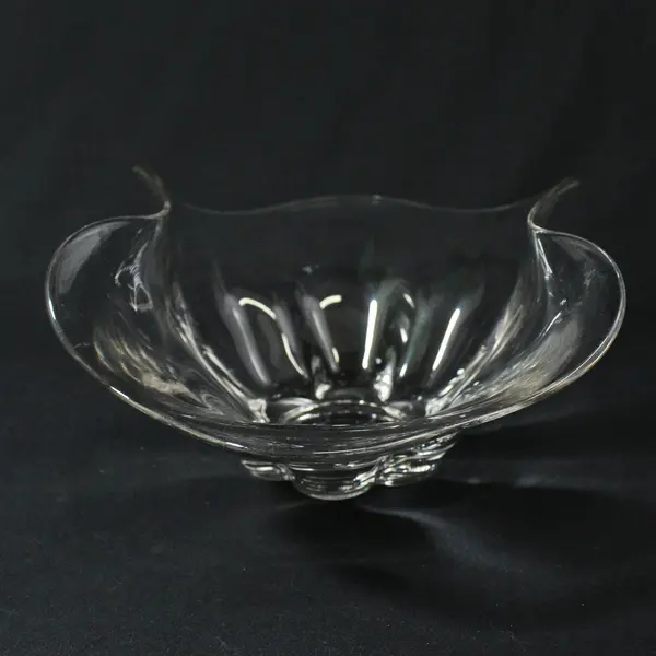 Crimped Sides Clear Glass Bowl 10.25" Long