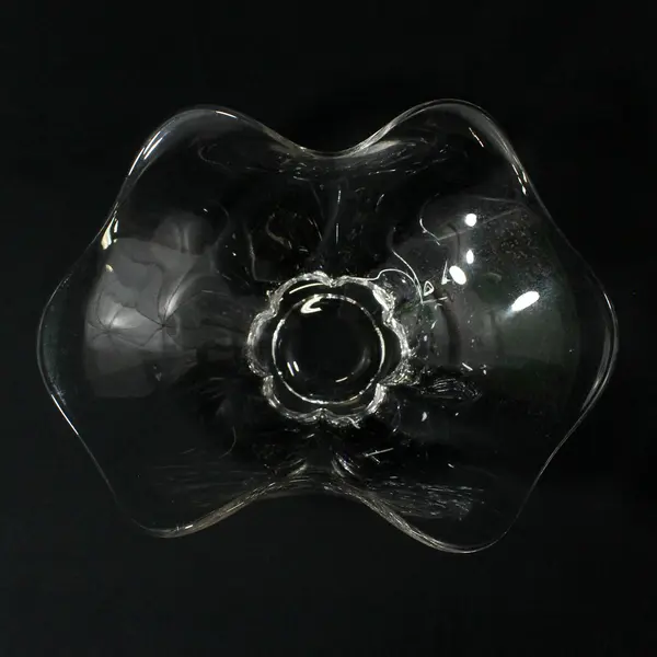 Crimped Sides Clear Glass Bowl 10.25" Long