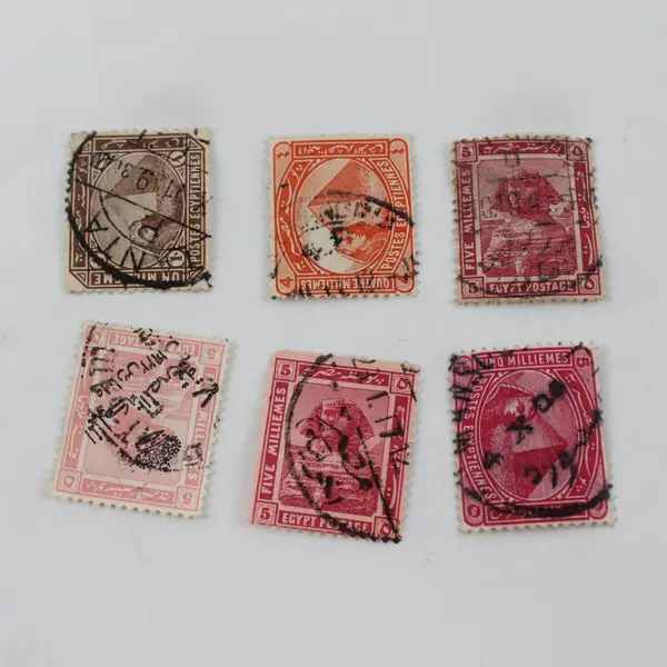 Lot Of 6 Egypt Sphinx And Pyramid Stamps Circa 1900 Used