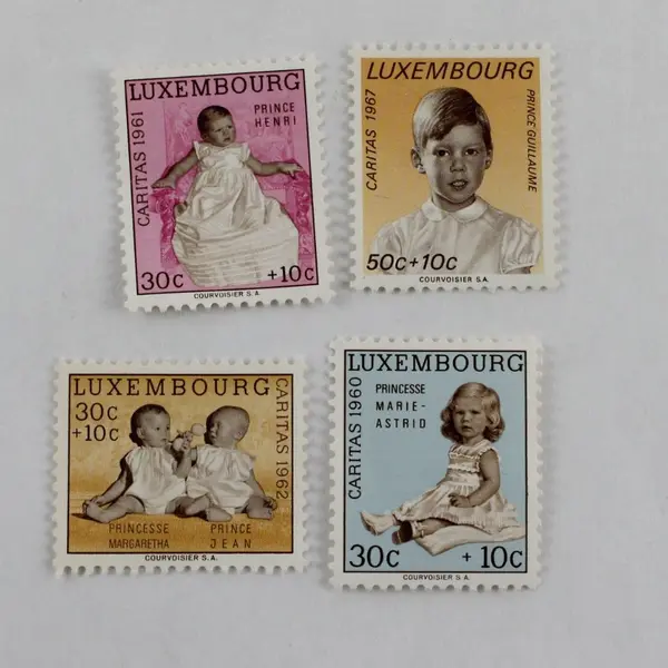 Lot Of 4 Luxembourg Caritas Welfare Fund Stamps 1960s Mint Hinged
