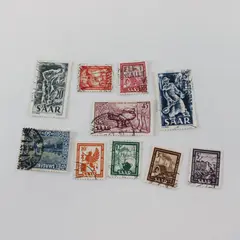 Lot Of 10 Saar Germany Stamps 1920s-1950s Used